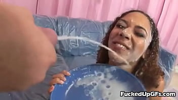 Ebony Girl is in a Bukkake with Massive Sperm from Gangbang
